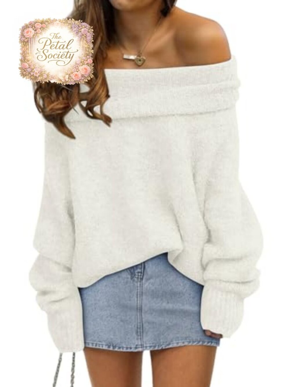 Off the Shoulder Oversized Sweater Pullover Loose Fit Fall Winter Top